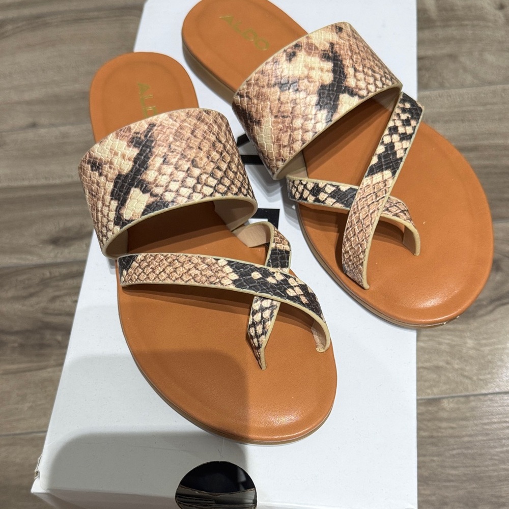 Aldo Brown Snake Print Women's Sandals
